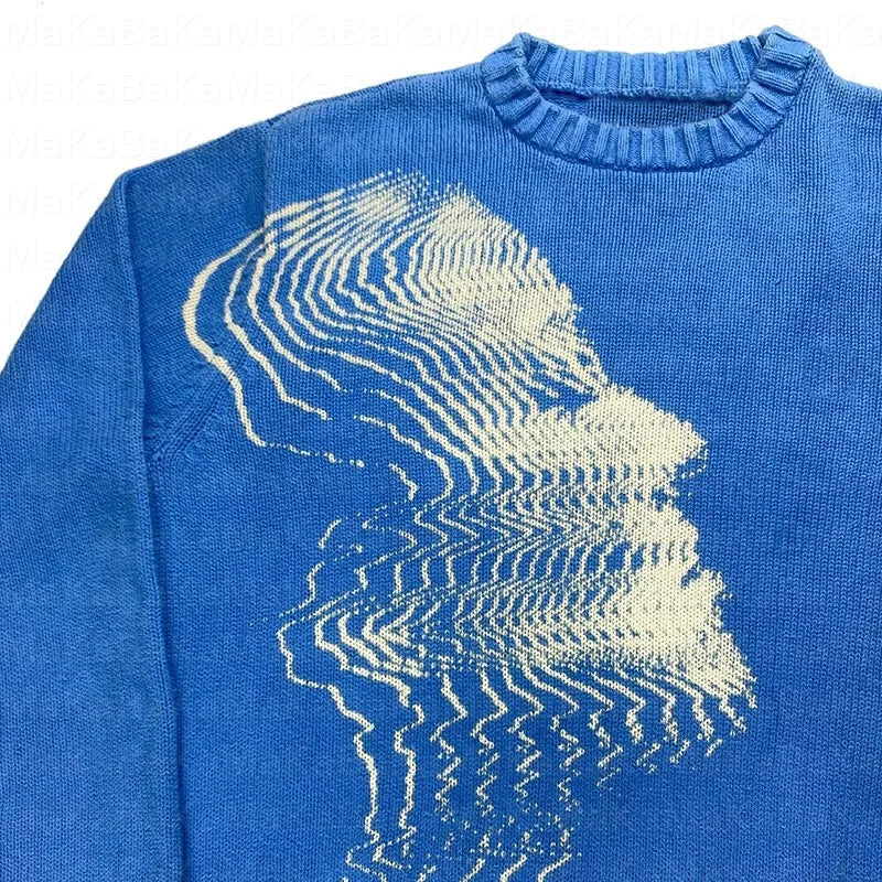 GLITCH FACE KNIT SWEATER